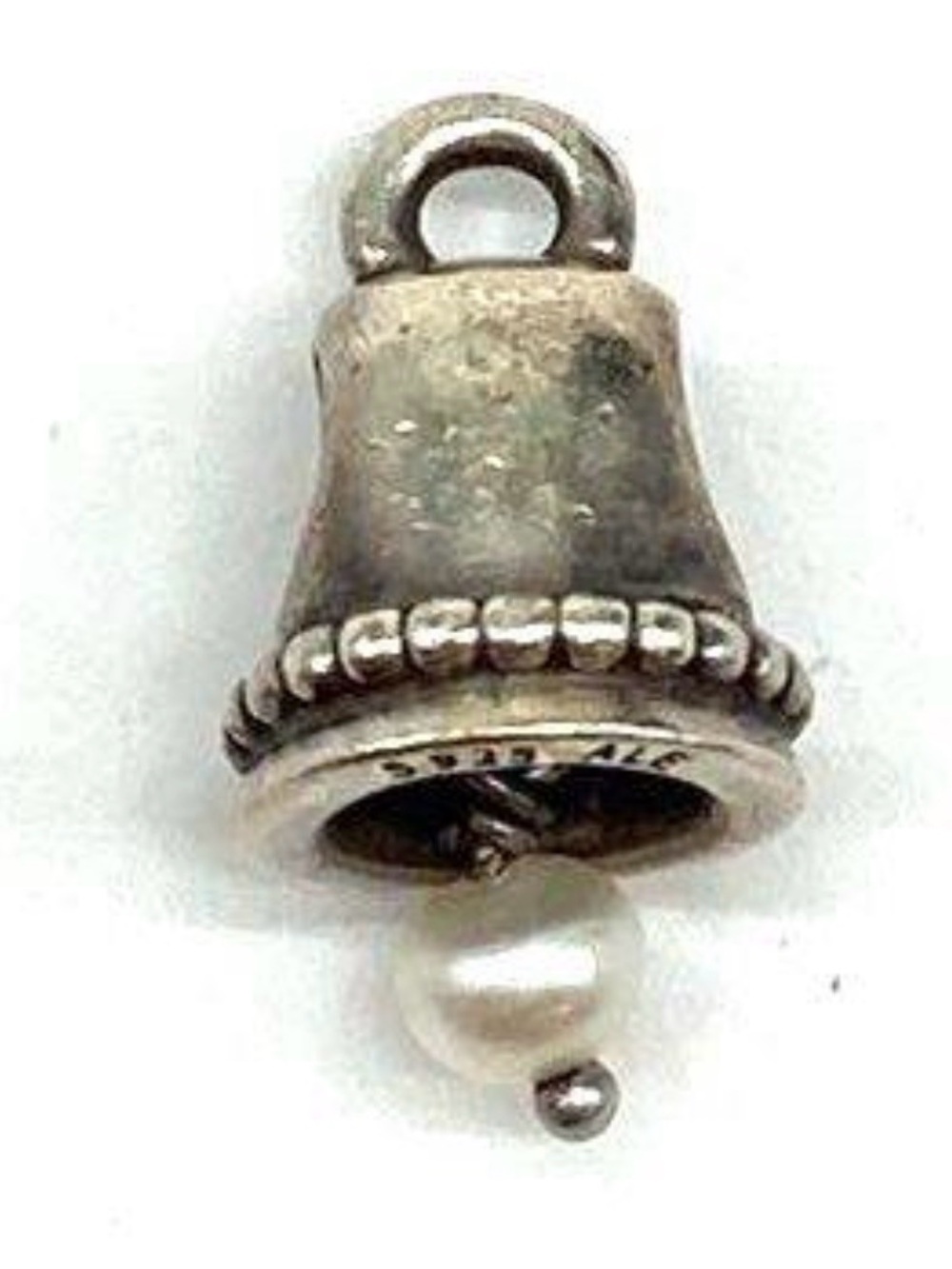 Pandora Silver Bell Charm with White Pearl Drop
